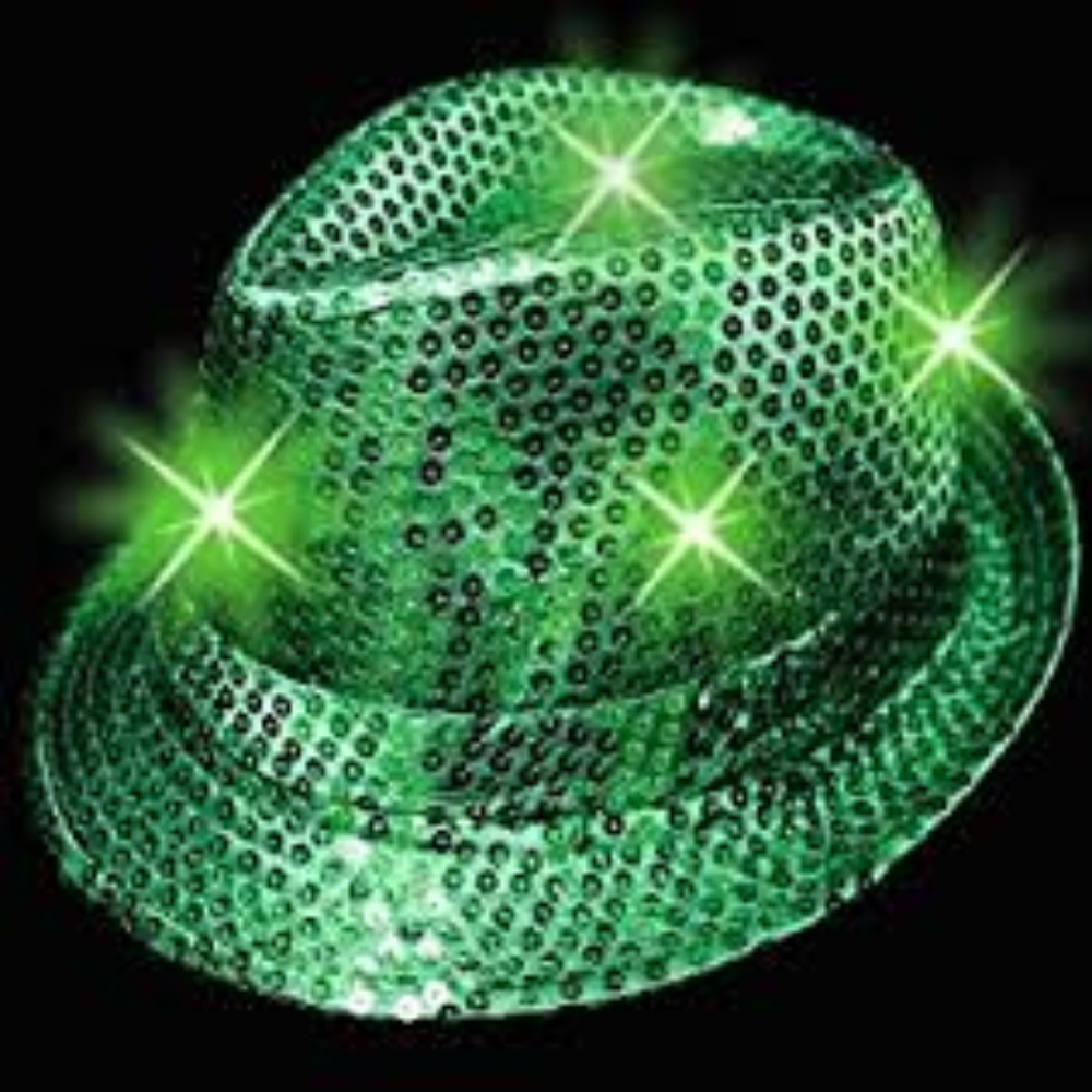 NWT Sequin Green Light up Fedora